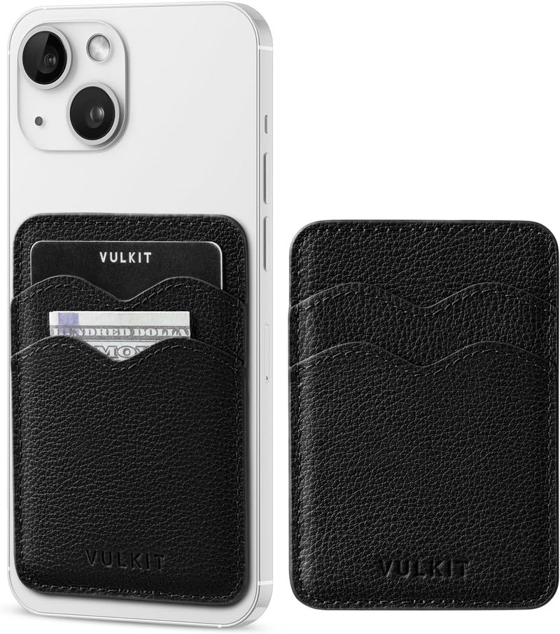 VULKIT حامل بطاقات لاصق متوافق مع آيفون محفظة جلدية للهاتف المحمول حافظة بطاقات ائتمان ملصق قوي للنساء - Image 1